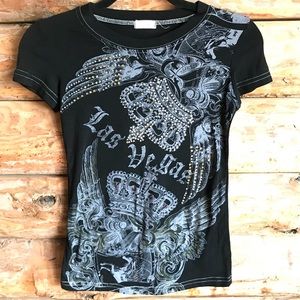 Chelonia embellished with rhinestones short sleeve